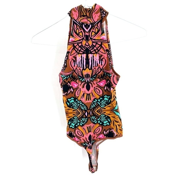 Free People Tucker Sleeveless Mock Neck Abstract Streetwear Festival Bodysuit - Picture 5 of 6